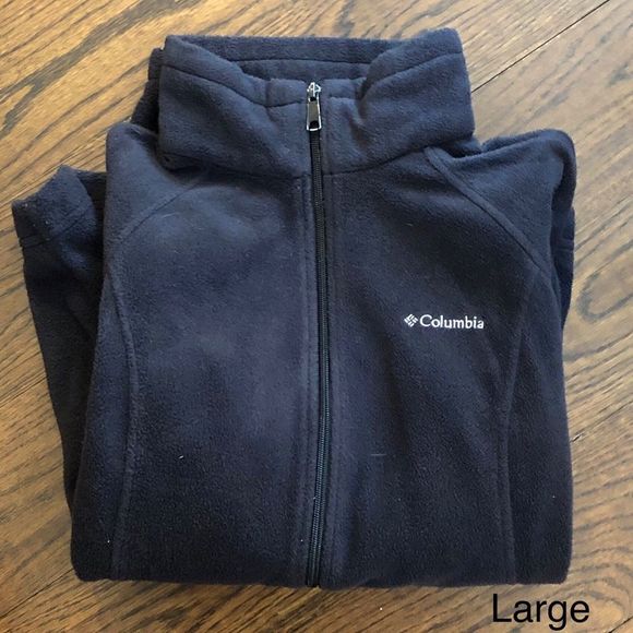 COLUMBIA Women’s Black Full Zipper Fleece Sweatshirt Zip Pockets Size Large - Picture 2 of 5